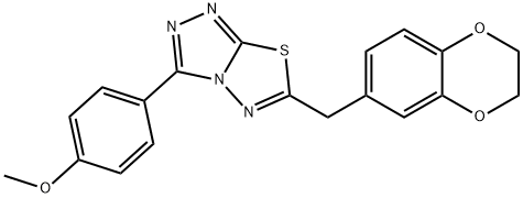 4-[6-(2,3-dihydro-1,4-benzodioxin-6-ylmethyl)[1,2,4]triazolo[3,4-b][1,3,4]thiadiazol-3-yl]phenyl methyl ether Struktur