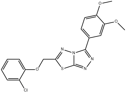 6-[(2-chlorophenoxy)methyl]-3-(3,4-dimethoxyphenyl)[1,2,4]triazolo[3,4-b][1,3,4]thiadiazole 化学構造式