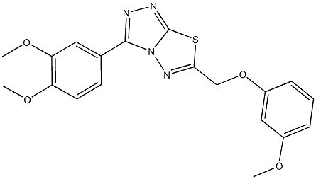 3-(3,4-dimethoxyphenyl)-6-[(3-methoxyphenoxy)methyl][1,2,4]triazolo[3,4-b][1,3,4]thiadiazole Struktur