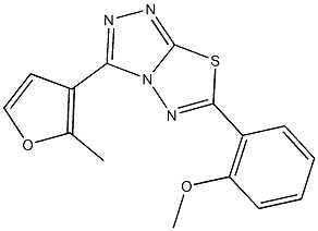 methyl 2-[3-(2-methyl-3-furyl)[1,2,4]triazolo[3,4-b][1,3,4]thiadiazol-6-yl]phenyl ether Struktur