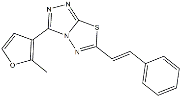 3-(2-methyl-3-furyl)-6-(2-phenylvinyl)[1,2,4]triazolo[3,4-b][1,3,4]thiadiazole 化学構造式