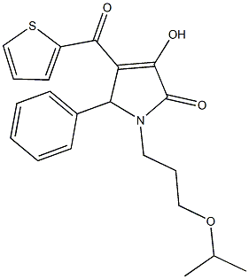 3-hydroxy-1-(3-isopropoxypropyl)-5-phenyl-4-(2-thienylcarbonyl)-1,5-dihydro-2H-pyrrol-2-one 化学構造式