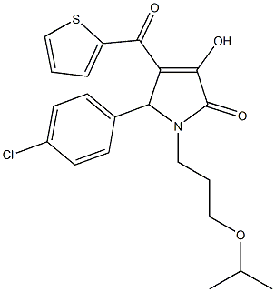 5-(4-chlorophenyl)-3-hydroxy-1-(3-isopropoxypropyl)-4-(2-thienylcarbonyl)-1,5-dihydro-2H-pyrrol-2-one,878677-73-7,结构式