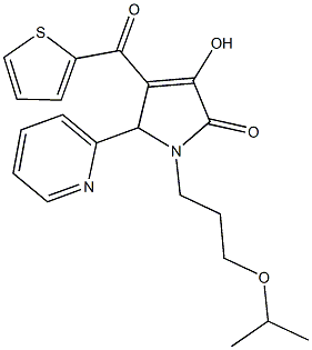 3-hydroxy-1-(3-isopropoxypropyl)-5-(2-pyridinyl)-4-(2-thienylcarbonyl)-1,5-dihydro-2H-pyrrol-2-one Struktur