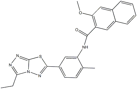 N-[5-(3-ethyl[1,2,4]triazolo[3,4-b][1,3,4]thiadiazol-6-yl)-2-methylphenyl]-3-methoxy-2-naphthamide 化学構造式