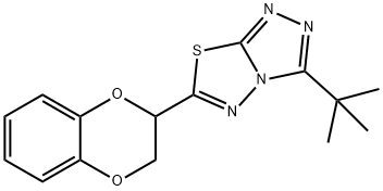 3-tert-butyl-6-(2,3-dihydro-1,4-benzodioxin-2-yl)[1,2,4]triazolo[3,4-b][1,3,4]thiadiazole Struktur