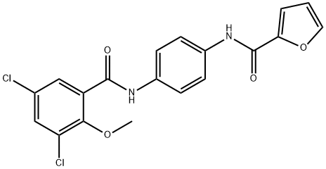 N-{4-[(3,5-dichloro-2-methoxybenzoyl)amino]phenyl}-2-furamide Struktur