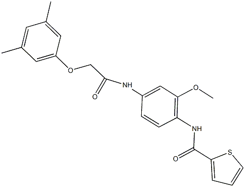 N-(4-{[(3,5-dimethylphenoxy)acetyl]amino}-2-methoxyphenyl)-2-thiophenecarboxamide 结构式