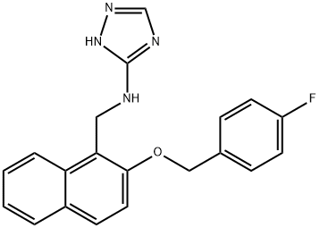 N-({2-[(4-fluorobenzyl)oxy]-1-naphthyl}methyl)-N-(1H-1,2,4-triazol-3-yl)amine 结构式