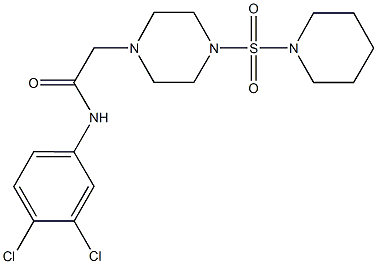 N-(3,4-dichlorophenyl)-2-[4-(1-piperidinylsulfonyl)-1-piperazinyl]acetamide 化学構造式