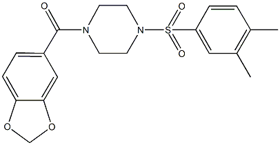 1-(1,3-benzodioxol-5-ylcarbonyl)-4-[(3,4-dimethylphenyl)sulfonyl]piperazine Structure
