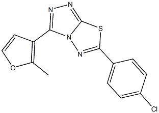 6-(4-chlorophenyl)-3-(2-methyl-3-furyl)[1,2,4]triazolo[3,4-b][1,3,4]thiadiazole 结构式