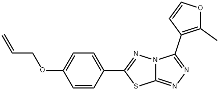allyl 4-[3-(2-methyl-3-furyl)[1,2,4]triazolo[3,4-b][1,3,4]thiadiazol-6-yl]phenyl ether Struktur