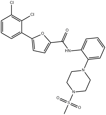 5-(2,3-dichlorophenyl)-N-{2-[4-(methylsulfonyl)-1-piperazinyl]phenyl}-2-furamide Struktur