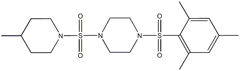 1-(mesitylsulfonyl)-4-[(4-methyl-1-piperidinyl)sulfonyl]piperazine 结构式