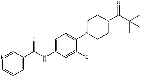 N-{3-chloro-4-[4-(2,2-dimethylpropanoyl)-1-piperazinyl]phenyl}nicotinamide 结构式