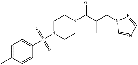 1-[(4-methylphenyl)sulfonyl]-4-[2-methyl-3-(1H-1,2,4-triazol-1-yl)propanoyl]piperazine Structure