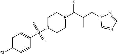 1-[(4-chlorophenyl)sulfonyl]-4-[2-methyl-3-(1H-1,2,4-triazol-1-yl)propanoyl]piperazine,879056-59-4,结构式