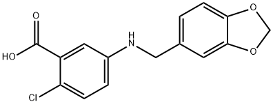 5-[(1,3-benzodioxol-5-ylmethyl)amino]-2-chlorobenzoic acid 结构式