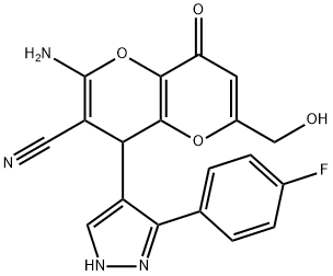 2-amino-4-[5-(4-fluorophenyl)-1H-pyrazol-4-yl]-6-(hydroxymethyl)-8-oxo-4,8-dihydropyrano[3,2-b]pyran-3-carbonitrile|