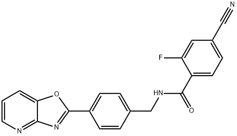 4-cyano-2-fluoro-N-(4-[1,3]oxazolo[4,5-b]pyridin-2-ylbenzyl)benzamide 结构式