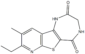 8-ethyl-9-methyl-3,4-dihydro-1H-pyrido[3',2':4,5]thieno[3,2-e][1,4]diazepine-2,5-dione 化学構造式