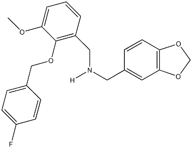 N-(1,3-benzodioxol-5-ylmethyl)-N-{2-[(4-fluorobenzyl)oxy]-3-methoxybenzyl}amine Structure