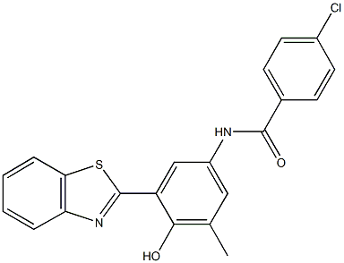 N-[3-(1,3-benzothiazol-2-yl)-4-hydroxy-5-methylphenyl]-4-chlorobenzamide Struktur