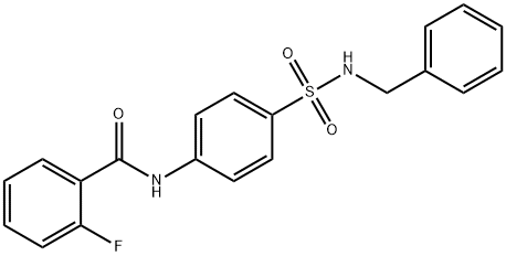 N-{4-[(benzylamino)sulfonyl]phenyl}-2-fluorobenzamide 化学構造式