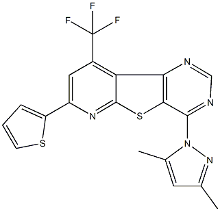 4-(3,5-dimethyl-1H-pyrazol-1-yl)-7-(2-thienyl)-9-(trifluoromethyl)pyrido[3',2':4,5]thieno[3,2-d]pyrimidine Structure