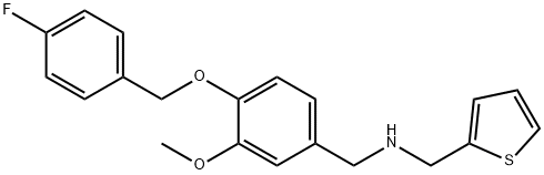 N-{4-[(4-fluorobenzyl)oxy]-3-methoxybenzyl}-N-(2-thienylmethyl)amine 结构式