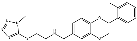 N-{4-[(2-fluorobenzyl)oxy]-3-methoxybenzyl}-N-{2-[(1-methyl-1H-tetraazol-5-yl)sulfanyl]ethyl}amine 结构式