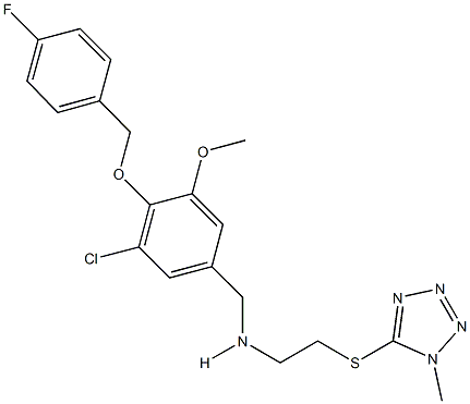 N-{3-chloro-4-[(4-fluorobenzyl)oxy]-5-methoxybenzyl}-N-{2-[(1-methyl-1H-tetraazol-5-yl)sulfanyl]ethyl}amine Struktur