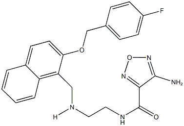 4-amino-N-{2-[({2-[(4-fluorobenzyl)oxy]-1-naphthyl}methyl)amino]ethyl}-1,2,5-oxadiazole-3-carboxamide 化学構造式