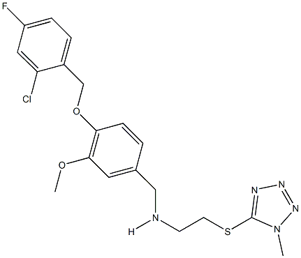 N-{4-[(2-chloro-4-fluorobenzyl)oxy]-3-methoxybenzyl}-N-{2-[(1-methyl-1H-tetraazol-5-yl)sulfanyl]ethyl}amine Structure