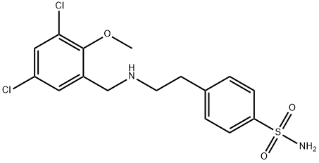 4-{2-[(3,5-dichloro-2-methoxybenzyl)amino]ethyl}benzenesulfonamide Struktur