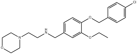 N-{4-[(4-chlorobenzyl)oxy]-3-ethoxybenzyl}-N-[2-(4-morpholinyl)ethyl]amine 化学構造式