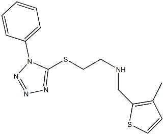 N-[(3-methyl-2-thienyl)methyl]-N-{2-[(1-phenyl-1H-tetraazol-5-yl)sulfanyl]ethyl}amine Structure