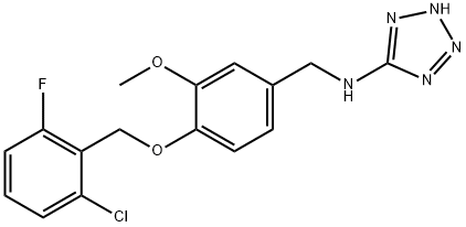 N-{4-[(2-chloro-6-fluorobenzyl)oxy]-3-methoxybenzyl}-N-(2H-tetraazol-5-yl)amine Structure