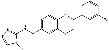 N-{4-[(3-chlorobenzyl)oxy]-3-methoxybenzyl}-N-(1-methyl-1H-tetraazol-5-yl)amine 结构式