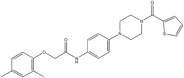 2-(2,4-dimethylphenoxy)-N-{4-[4-(2-thienylcarbonyl)-1-piperazinyl]phenyl}acetamide Struktur