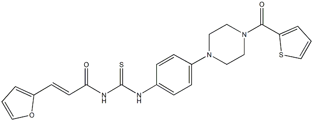 N-[3-(2-furyl)acryloyl]-N'-{4-[4-(2-thienylcarbonyl)-1-piperazinyl]phenyl}thiourea Structure