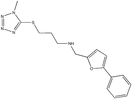 3-[(1-methyl-1H-tetraazol-5-yl)sulfanyl]-N-[(5-phenyl-2-furyl)methyl]-1-propanamine 化学構造式