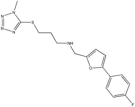 N-{[5-(4-fluorophenyl)-2-furyl]methyl}-N-{3-[(1-methyl-1H-tetraazol-5-yl)sulfanyl]propyl}amine 化学構造式