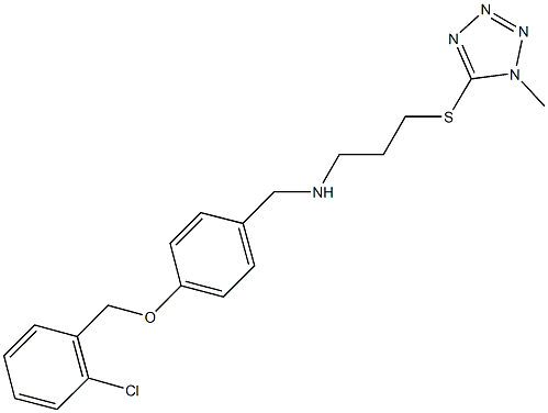 N-{4-[(2-chlorobenzyl)oxy]benzyl}-N-{3-[(1-methyl-1H-tetraazol-5-yl)sulfanyl]propyl}amine Struktur
