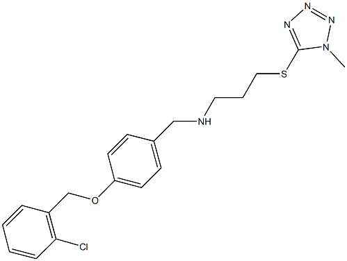 N-{4-[(2-chlorobenzyl)oxy]benzyl}-N-{3-[(1-methyl-1H-tetraazol-5-yl)sulfanyl]propyl}amine 化学構造式