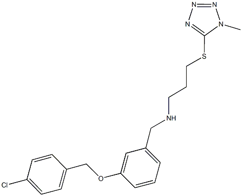 N-{3-[(4-chlorobenzyl)oxy]benzyl}-N-{3-[(1-methyl-1H-tetraazol-5-yl)sulfanyl]propyl}amine 化学構造式