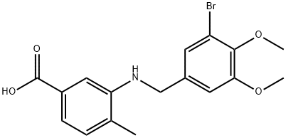 3-[(3-bromo-4,5-dimethoxybenzyl)amino]-4-methylbenzoic acid,881445-35-8,结构式