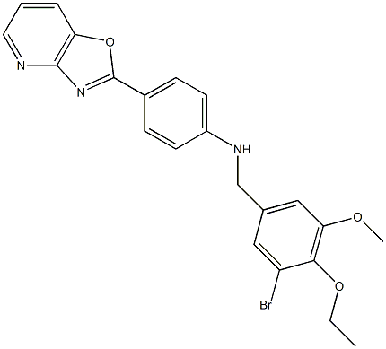 N-(3-bromo-4-ethoxy-5-methoxybenzyl)-N-(4-[1,3]oxazolo[4,5-b]pyridin-2-ylphenyl)amine 化学構造式