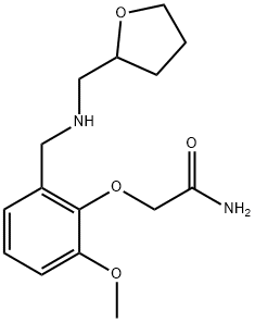 2-(2-methoxy-6-{[(tetrahydro-2-furanylmethyl)amino]methyl}phenoxy)acetamide Struktur